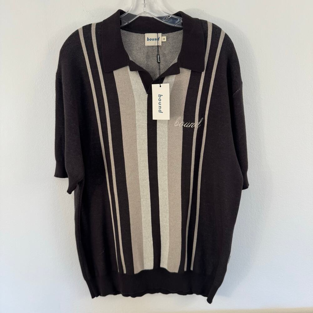 NWT Bound Trapani Knit Polo Size M 100% Cotton Short Sleeve Shirt Johnny Collar